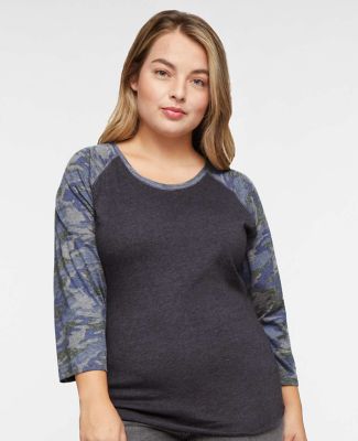 L3530 LAT - Ladies' Fine Jersey Three-Quarter Slee in Vintage smoke/vintage camo