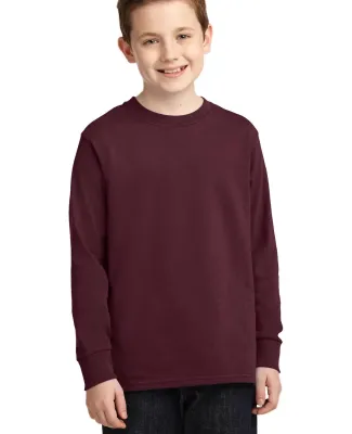 PC54YLS Port and Company Youth Long Sleeve Cotton  Athl Maroon