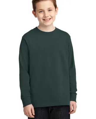 PC54YLS Port and Company Youth Long Sleeve Cotton  Dark Green