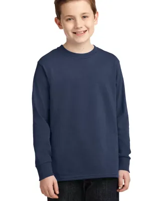 PC54YLS Port and Company Youth Long Sleeve Cotton  Navy