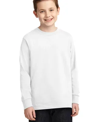 PC54YLS Port and Company Youth Long Sleeve Cotton  White