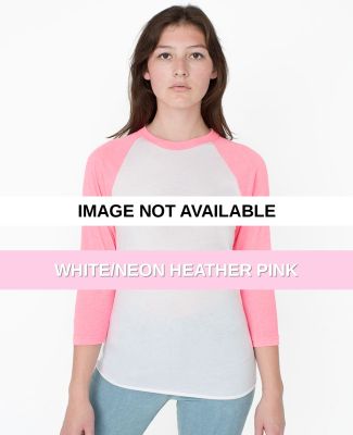 GOPINK-BB453 American Apparel Unisex Poly Cotton 3 White/Neon Heather Pink