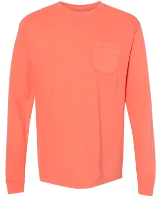 Comfort Colors Long Sleeve Pocket Tee 4410 Bright Salmon