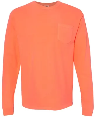 Comfort Colors Long Sleeve Pocket Tee 4410 Neon Red Orange