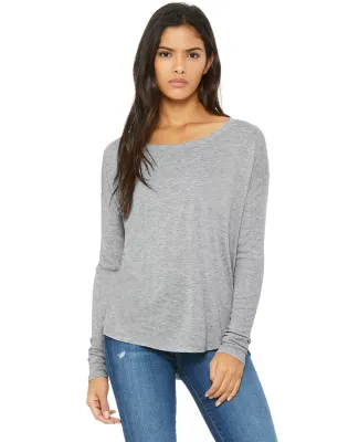 Bella 8852 Womens Long Sleeve Flowy T-Shirt With R in Athletic heather