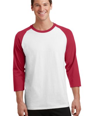 PC55RS Port & Company 50/50 3/4-Sleeve Raglan in Wht/red
