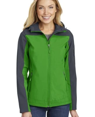 L335 Port Authority Ladies Hooded Core Soft Shell  in Vine gn/bat gy