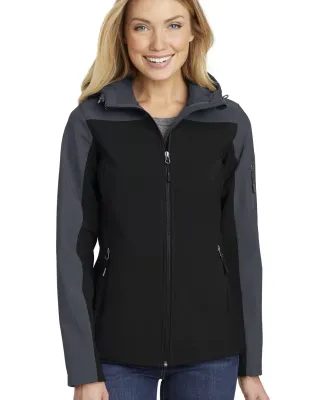 L335 Port Authority Ladies Hooded Core Soft Shell  Black/Batl Gry