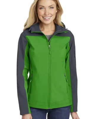 L335 Port Authority Ladies Hooded Core Soft Shell  Vine Gn/Bat Gy