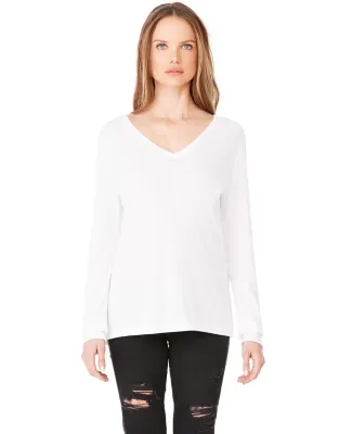BELLA+CANVAS 8855 Womens Flowy Long Sleeve V-Neck in White