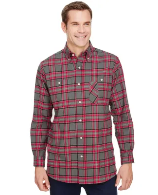 BP7001 Backpacker Men's Yarn-Dyed Flannel Shirt in Red gray