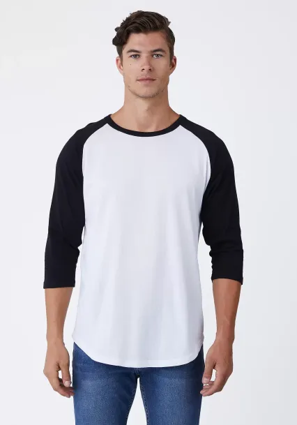 MC1190 Cotton Heritage Unisex Baseball Tee White/Black