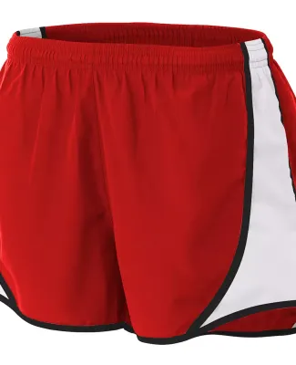 NW5341 A4 Drop Ship Ladies Speed Shorts Scarlet/White