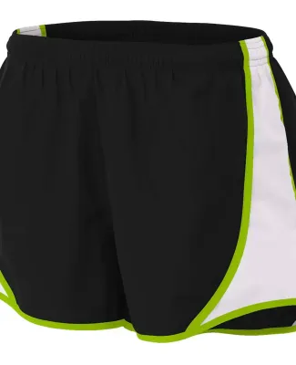 NW5341 A4 Drop Ship Ladies Speed Shorts Black/Lime