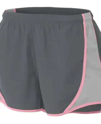 NW5341 A4 Drop Ship Ladies Speed Shorts Graphite/Pink