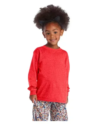 64300L Juvenile Long Sleeve Tee 5.2 oz in Red heather