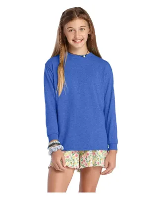 64900L Youth Retail Fit Long Sleeve Tee 5.2 oz in Royal heather