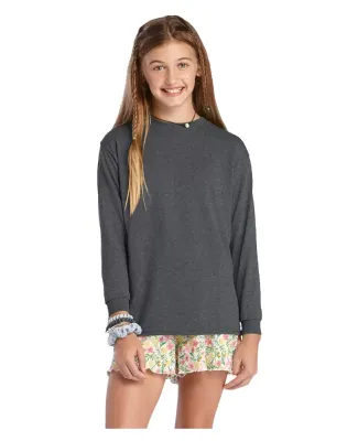 64900L Youth Retail Fit Long Sleeve Tee 5.2 oz in Charcoal heather