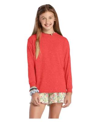 64900L Youth Retail Fit Long Sleeve Tee 5.2 oz in Red heather