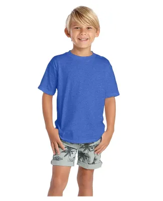 12300 Delta Apparel Juvenile 30/1's Soft Spun Tee  in Royal heather