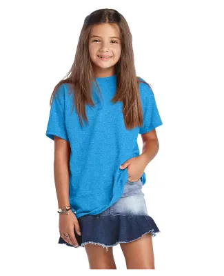 Delta Apparel 12900 Youth Soft Spun Tee in Turquoise heather