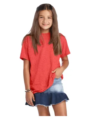 Delta Apparel 12900 Youth Soft Spun Tee in Red heather