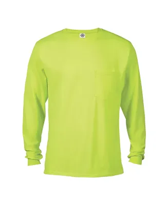 64732L Delta Apparel Adult Long Sleeve Pocket Tee  in Safety green