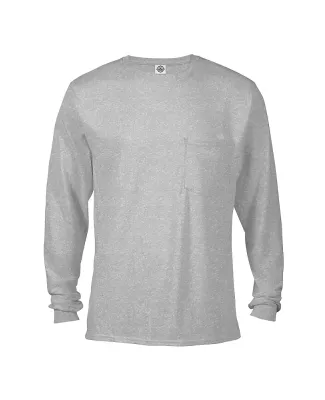 64732L Delta Apparel Adult Long Sleeve Pocket Tee  in Athletic heather