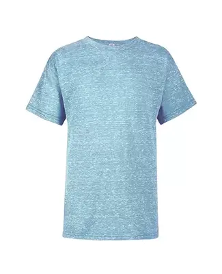 14900 Delta Apparel Youth 30/1's Snow Heather Tee in Turquoise snow heather