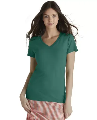 1336V Delta Apparel Junior 30/1's V-Neck Tee in Jade