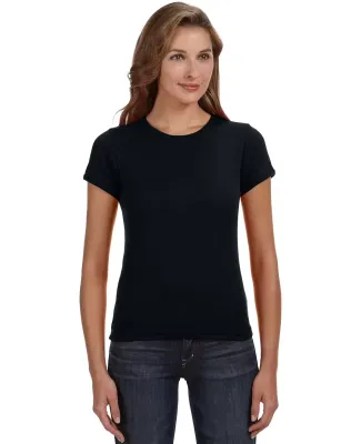 1441 Anvil Ladies' 1x1 Baby Rib Scoop T-Shirt in Black