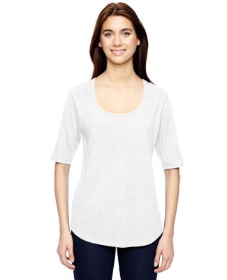 6756L Anvil Ladies' Triblend Deep Scoop Half-Sleev in White