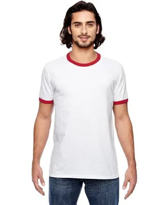 988AN Anvil Ringer T-Shirt in White/ red