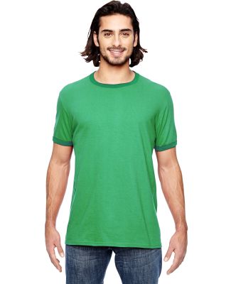 988AN Anvil Ringer T-Shirt in H gr/ tr kly grn