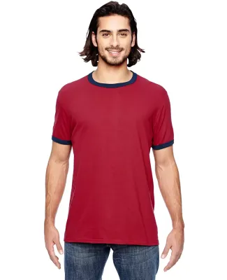 988AN Anvil Ringer T-Shirt in Ind red/ navy