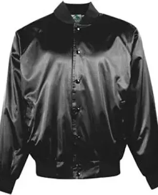 3600 Augusta Satin Baseball Jacket Solid Trim BLACK