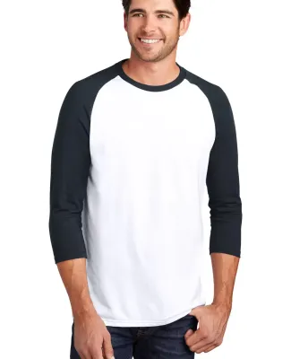 DM136 District Made Mens Perfect Tri-Blend Raglan New Navy/White