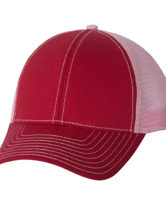 7641 Mega Cap Heavy Cotton Twill Front Trucker Cap Red/ Pink