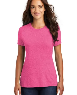DM130L District Made Ladies Perfect Tri-Blend Crew in Fuchsia frost