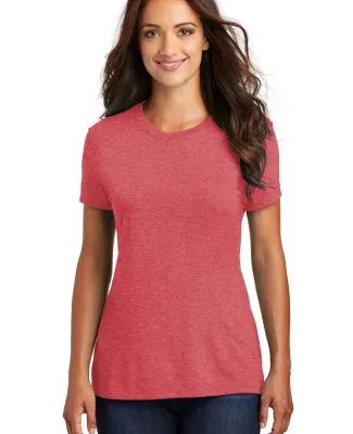 DM130L District Made Ladies Perfect Tri-Blend Crew in Red frost