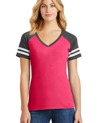 DM476 District Made Ladies Game V-Neck  Hth Watr/He Ch