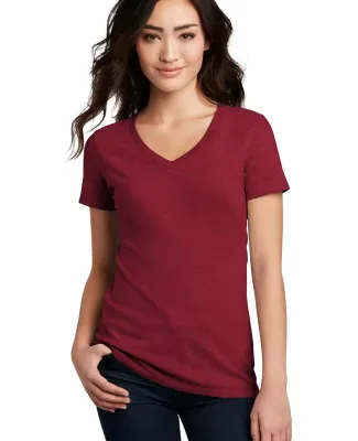 DM1190L District Made Ladies Perfect Blend V-Neck  in Red fleck