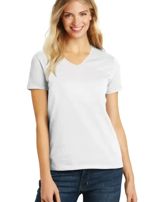 DM1190L District Made Ladies Perfect Blend V-Neck  in White