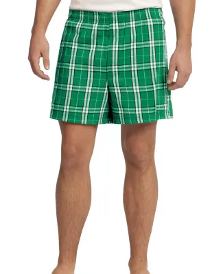 District DT1801 Young Mens Flannel Plaid Boxer  Kelly Green