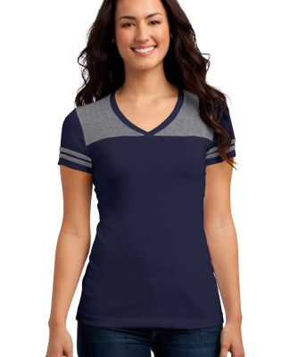 DT264 District Juniors Varsity V Neck T Shirts in True navy/ heathered nickel