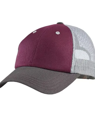 DT616 District Tri-Tone Mesh Back Cap  Maroon/Char/Gy