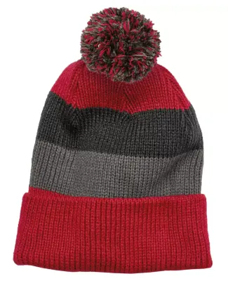 DT627 District Vintage Striped Beanie with Removab Red Multi