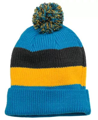 DT627 District Vintage Striped Beanie with Removab Turqu Multi