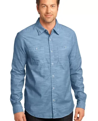 DM3800 District Made Mens Long Sleeve Washed Woven Light Blue