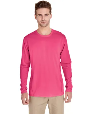 Gildan G474 Adult Tech Long Sleeve T-Shirt in Safety pink